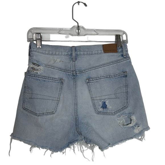 American Eagle Destroyed 90’s Rigid Boyfriend Denim Shorts  - Sz 0 - Picture 5 of 8